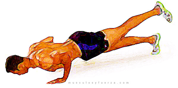 Tipos de Flexiones. Plancha con una Pierna Arriba